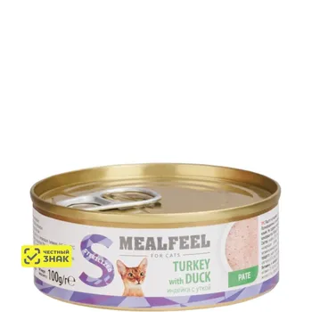Mealfeel Sterilized Влажный корм (консервы) для стерилизованных кошек, паштет из индейки с уткой, 100 гр.
