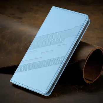 Магнитный кожаный чехол-кошелек-книжка для Vivo Y02A Y03 Y17 Y17S Y19 Y19S Y20 Y28 Y29 Y29S Y30 Y33S Y35 Y51 Y52S Y55S 4G 5G Cover for Vivo Y02A синий