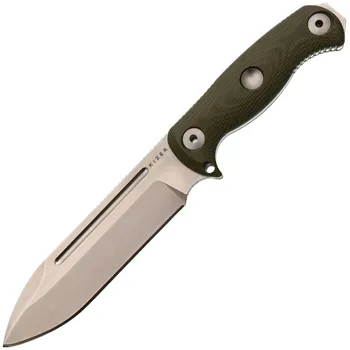 Туристический нож Kizer Drop BearFix 7, сталь AEB-L, рукоять микарта, зеленый