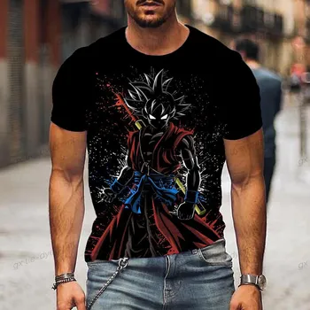 Футболка с принтом Dragon Ball Z Tops Vegeta Goku New Gym Oversize Мужская уличная одежда Аниме Футболка Valorant Детская одежда 2024 S