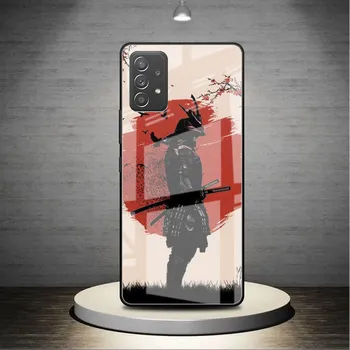 Стеклянный чехол для Samsung Galaxy A52 A71 A50 A51 A70 A21s A31 A72 A10 A12 A30 A22 5G, чехол для телефона с пейзажными чернилами, японское искусство самурая Samsung A03