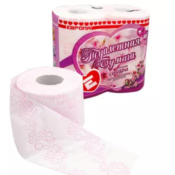 Туалетная бумага Европа 4шт 4-х слойная сакура