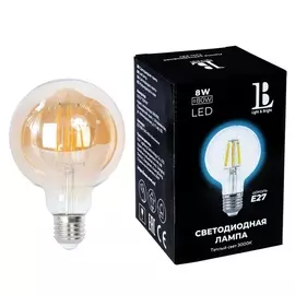 Лампочка светодиодная филаментная E27-8W-G95-WW-fil gold_lb L&B