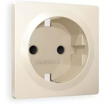 Лицевая панель Ambrella Volt ALFA (Бежевый матовый) для электрической розетки с/з со шторками QUANT AP3270