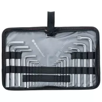 Набор ключей имбусовых Hex-torx, 18 шт: HEX 1.5-10 мм, T10-t50, Crv, коротких, с сатиновым покрытием
