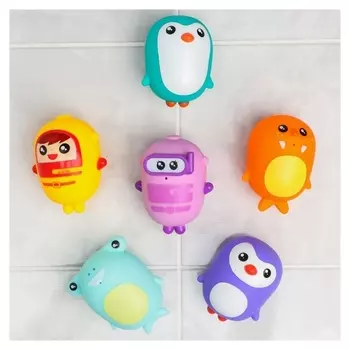 Набор игрушек для игры в ванне «Малыши животные», 6шт