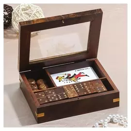Набор игр 3 в 1 "Азарт" домино, карты, 5 кубиков 16,5х12,5х5 см