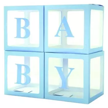 Набор коробок для воздушных шаров Baby, голубой, 30*30*30 см, в упаковке 4 шт.
