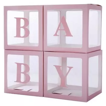 Набор коробок для воздушных шаров Baby, розовый, 30*30*30 см, в упаковке 4 шт.