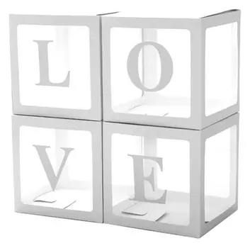 Набор коробок для воздушных шаров Love, белый, 30*30*30 см, в упаковке 4 шт.