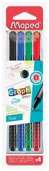 Набор капиллярных ручек (Линеров) Maped 4 штук, "Graph Pep's", трехгранные, 0,4 мм, 749020