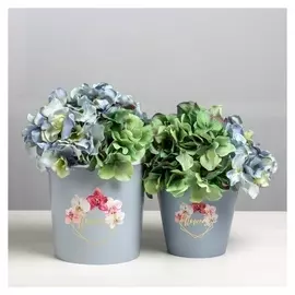 Набор кашпо 2 в 1 Flowers, тиснение, 0,8 и 1,6 л