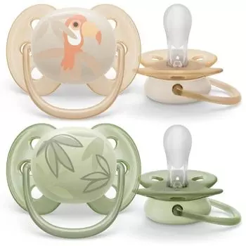 Соска-пустышка силиконовая ортодонтическая с футляром 0-6 мес. Ultra Soft Philips Avent 2шт (SCF091/07)