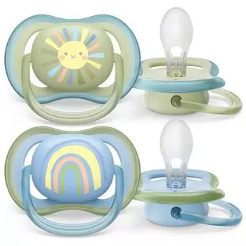Соска-пустышка силиконовая ортодонтическая с футляром 0-6 мес. Ultra Air Philips Avent 2шт (SCF085/58)