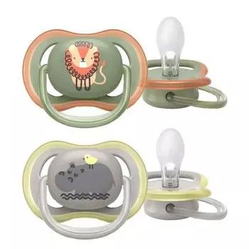 Соска-пустышка силиконовая ортодонтическая с футляром 6-18 мес. Ultra Air Philips Avent 2шт (SCF085/17)