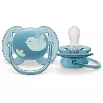 Соска-пустышка силиконовая ортодонтическая с футляром 6-18 мес. Ultra Soft Philips Avent (SCF092/04)