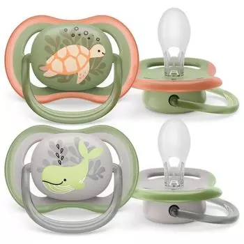 Соска-пустышка силиконовая ортодонтическая с футляром 6-18 мес. Ultra Air Philips Avent 2шт (SCF085/60)