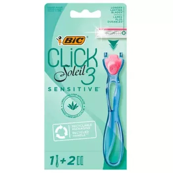 Станок Bic клик 3 солейл женский с 2 кассетами для чувствительной кожи
