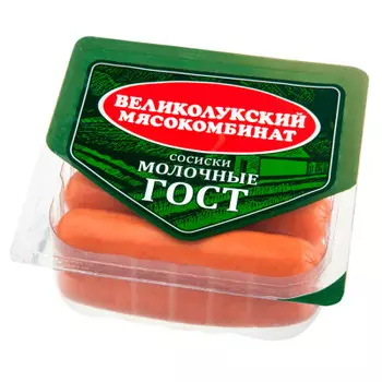 Сосиски молочные гост 330 г мясной продукт категории б великолукский м-т