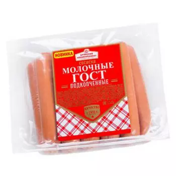 Сосиски молочные подкопченные гост газ/уп колбасное изделие мясное кат.б брянский м-т