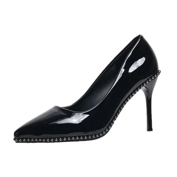 Fashion 9CM Shoes for Women 2024 Sexy Pointed Toe Women s Stilettos Pumps Fashion Simple Party Dress Shoes Plus Size 43 Black Heels 35