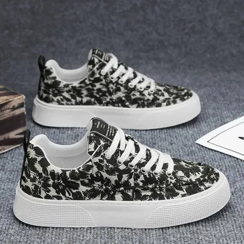 Fashion Shoes for Men Sneakers Summer Fashion Casual Printed Canvas Shoes Outdoor Man Breathable Lightweight Skateboard Shoes Zapatillas 39 белый