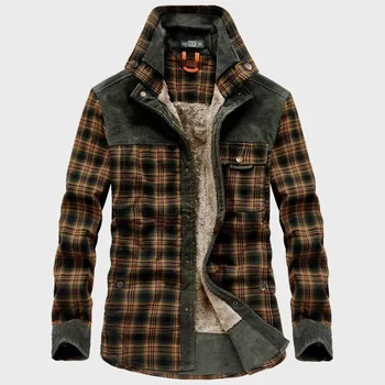Мужские осенне-зимние повседневные толстые теплые рубашки Camisa Masculina Chemise Homme мужские шерстяные флисовые пальто в стиле милитаркоати M чёрный