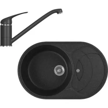 Кухонная мойка и смеситель GreenStone GRS-18S-308, GS-001-308 черный