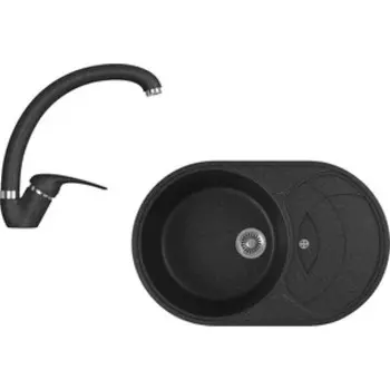 Кухонная мойка и смеситель GreenStone GRS-18S-308, GS-002-308 черный