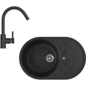 Кухонная мойка и смеситель GreenStone GRS-18S-308, GS-003-308 черный