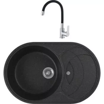 Кухонная мойка и смеситель GreenStone GRS-18S-308 Haiba HB70112-7 черная