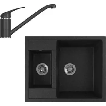 Кухонная мойка и смеситель GreenStone GRS-21-308, GS-001-308 черный
