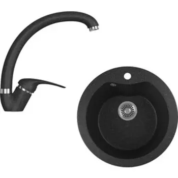 Кухонная мойка и смеситель GreenStone GRS-08S-308, GS-002-308 черный