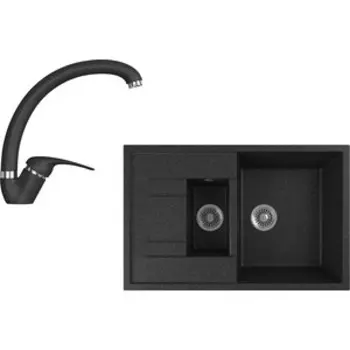 Кухонная мойка и смеситель GreenStone GRS-21K-308, GS-002-308 черный