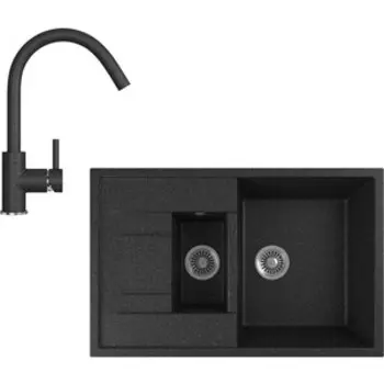Кухонная мойка и смеситель GreenStone GRS-21K-308, GS-003-308 черный