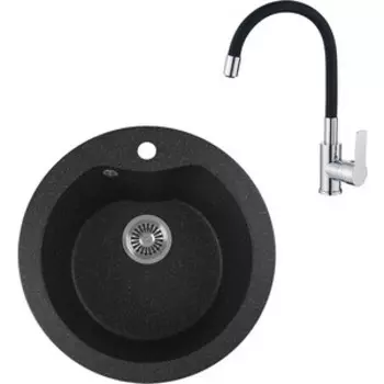 Кухонная мойка и смеситель GreenStone GRS-08S-308 Haiba HB70112-7 черная