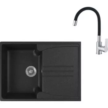 Кухонная мойка и смеситель GreenStone GRS-40s-308 Haiba HB70112-7 черная