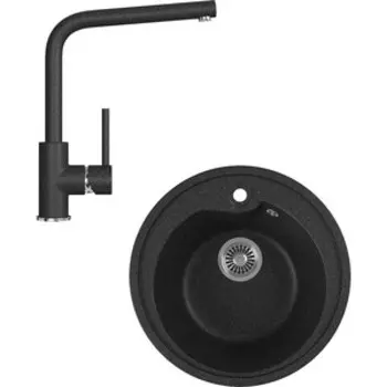 Кухонная мойка и смеситель GreenStone GRS-45-308, GS-004-308 черный