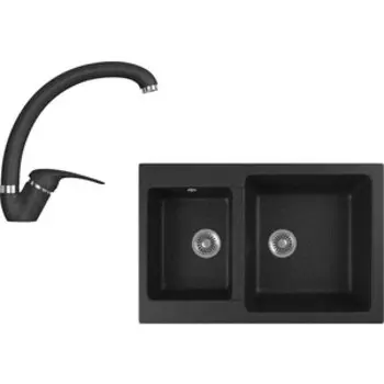 Кухонная мойка и смеситель GreenStone GRS-76k-308, GS-002-308 черный