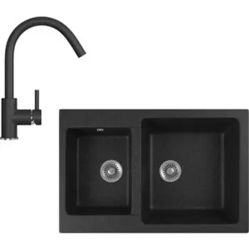 Кухонная мойка и смеситель GreenStone GRS-76k-308, GS-003-308 черный