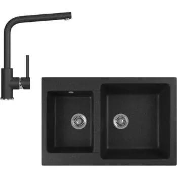 Кухонная мойка и смеситель GreenStone GRS-76k-308, GS-004-308 черный