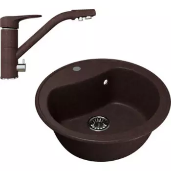 Кухонная мойка и смеситель Mixline ML-GM09 50 шоколад 345 (4660105233091, 4660105234128)