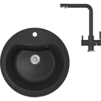 Кухонная мойка и смеситель Mixline ML-GM09 антрацит 343
