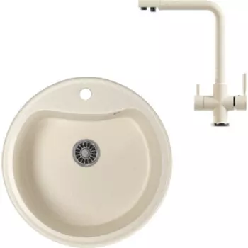 Кухонная мойка и смеситель Mixline ML-GM09 бежевая 328