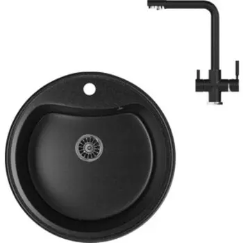 Кухонная мойка и смеситель Mixline ML-GM09 черная 308