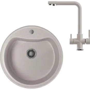Кухонная мойка и смеситель Mixline ML-GM09 песочная 302