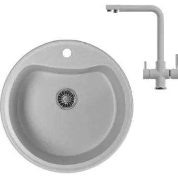 Кухонная мойка и смеситель Mixline ML-GM09 серая 310