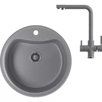 Кухонная мойка и смеситель Mixline ML-GM09 темно-серая 309