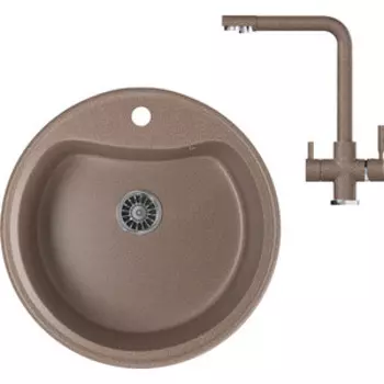 Кухонная мойка и смеситель Mixline ML-GM09 терракотовая 307