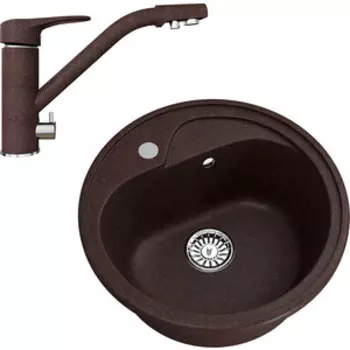 Кухонная мойка и смеситель Mixline ML-GM10 45 шоколад 345 (4660105233107, 4660105234128)